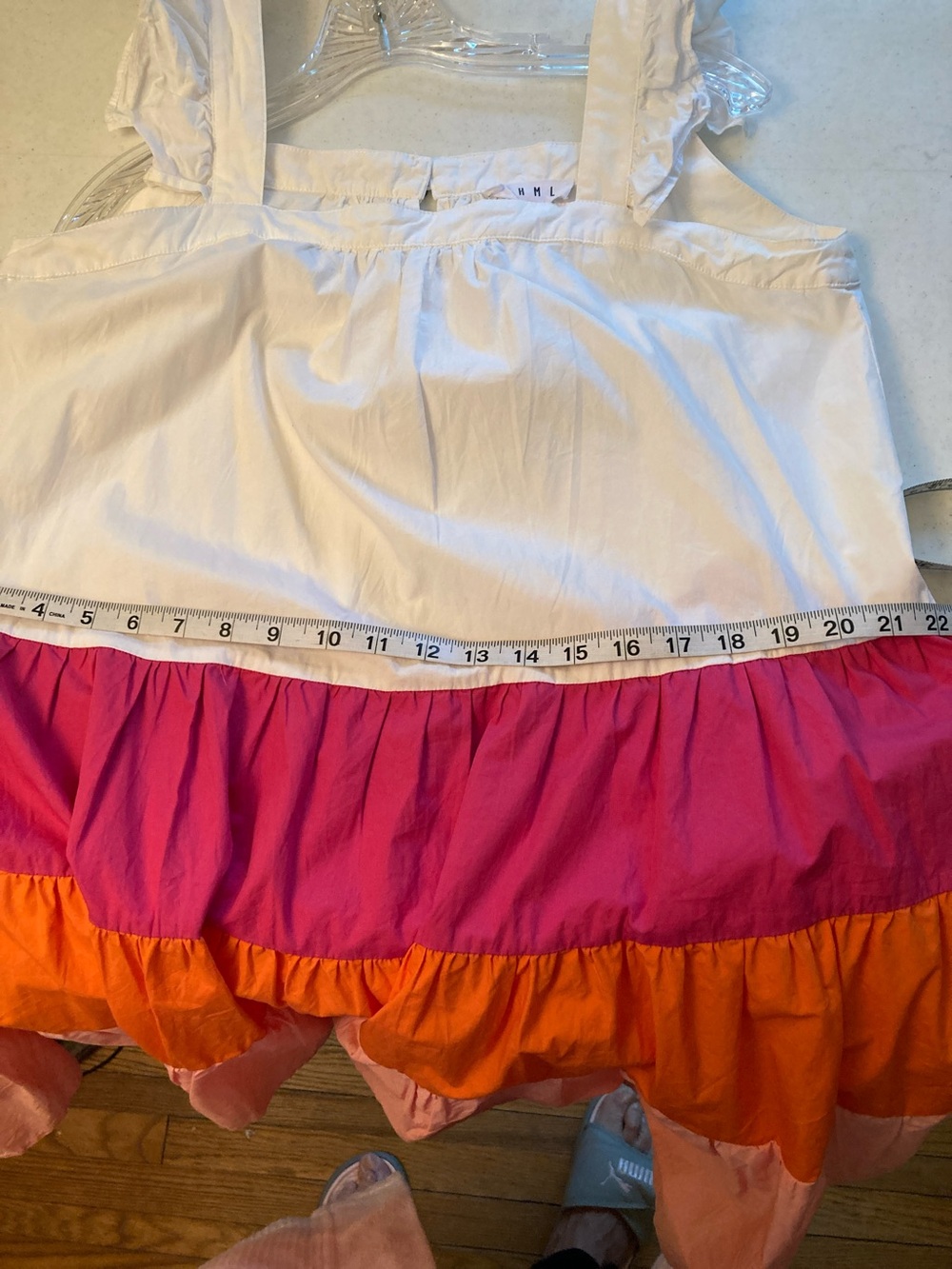 THML White Pink Orange Colorblock Tiered Sundress - Picture 8 of 9
